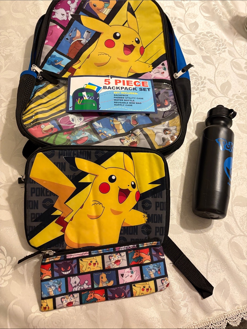 Bioworld Yellow Pikachu Kids 5-Piece Backpack Set